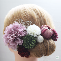 55 アンティークラベンダーダリア　髪飾り/ヘアアクセサリー　結婚式　成人式　卒業式 2枚目の画像