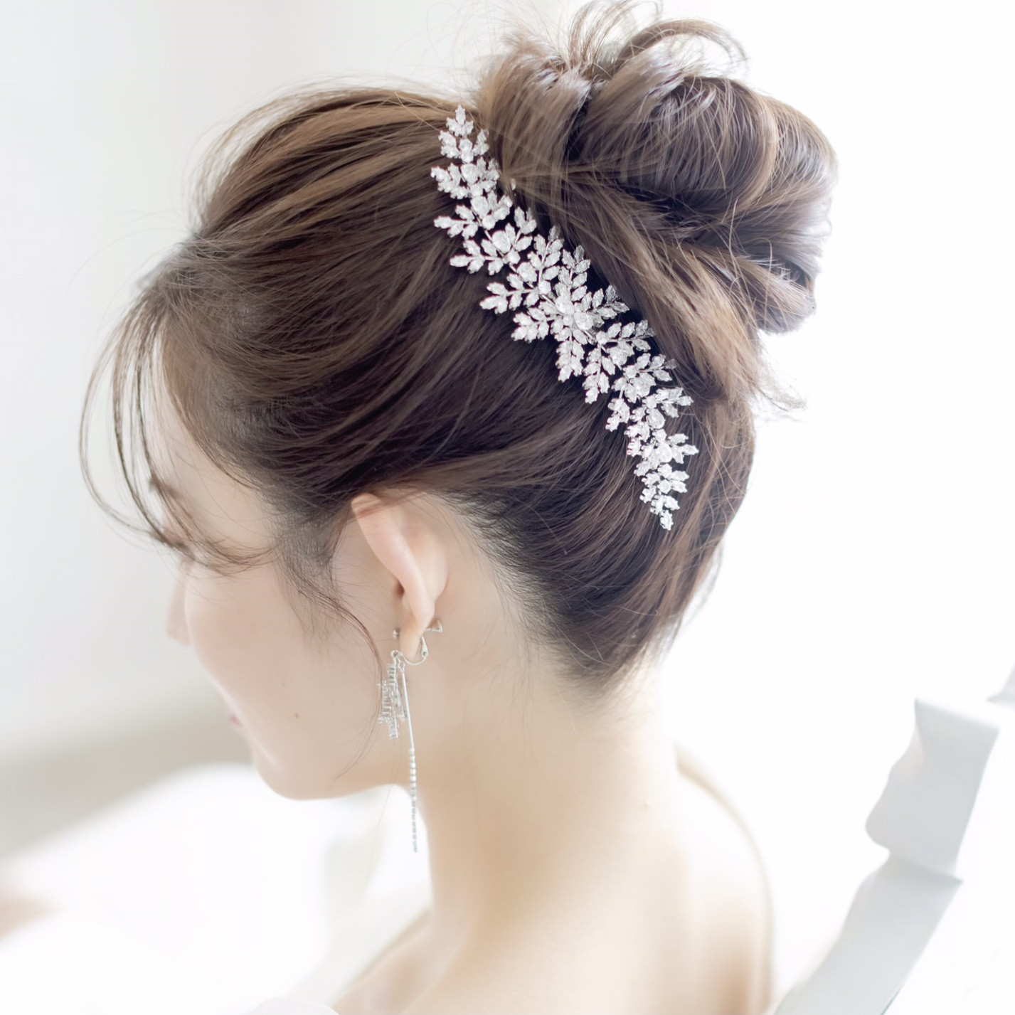 GS265 ウェディング ヘッドドレス　ジルコニア ブライダル ヘアアクセサリー 結婚式 前撮り