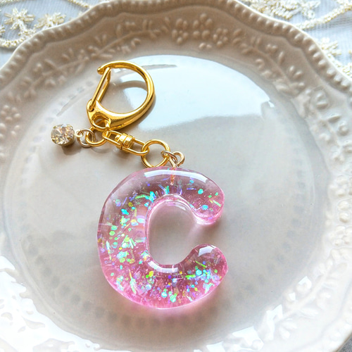 イニシャル 「C」 キーホルダー ピンクソーダ キーホルダー 5f.m