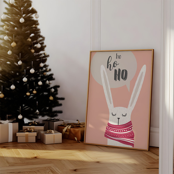 北欧のクリスマスポスター / i1639 / サンタクロースやトナカイ、うさぎ、靴下やプレゼント　インテリアポスター 3枚目の画像