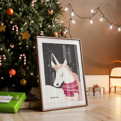 北欧のクリスマスポスター / i1637 / サンタクロースやトナカイ、うさぎ、靴下やプレゼント　インテリアポスター 2枚目の画像