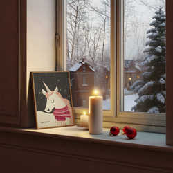 北欧のクリスマスポスター / i1637 / サンタクロースやトナカイ、うさぎ、靴下やプレゼント　インテリアポスター 3枚目の画像