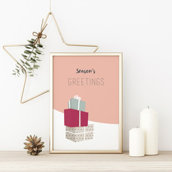 北欧のクリスマスポスター / i1636 / サンタクロースやトナカイ、うさぎ、靴下やプレゼント　インテリアポスター 1枚目の画像