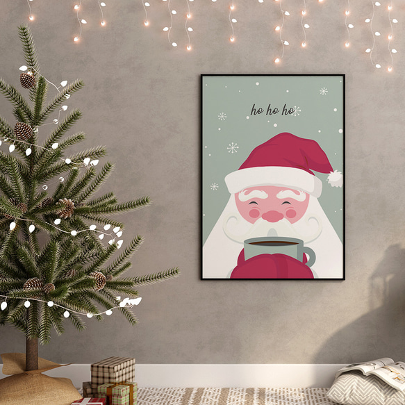 北欧のクリスマスポスター / i1632 / サンタクロースやトナカイ、うさぎ、靴下やプレゼント　インテリアポスター 4枚目の画像