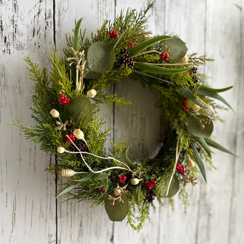 ヒノキとユーカリのリース(アーティフィシャル 26cm) リース rhyme_752