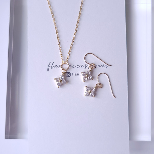 Creema限定セット】 14kgf ゴールド×ジルコニアのネックレス&ピアスor