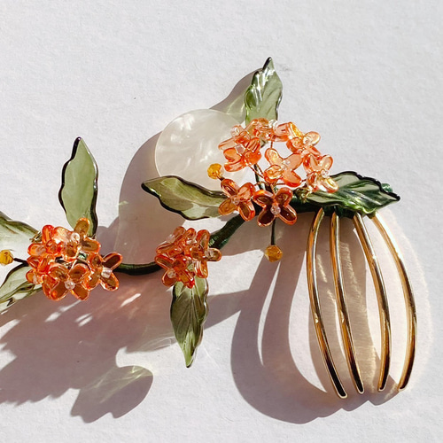 金木犀と満月の櫛かんざし ヘアコーム かんざし メノ工房 通販