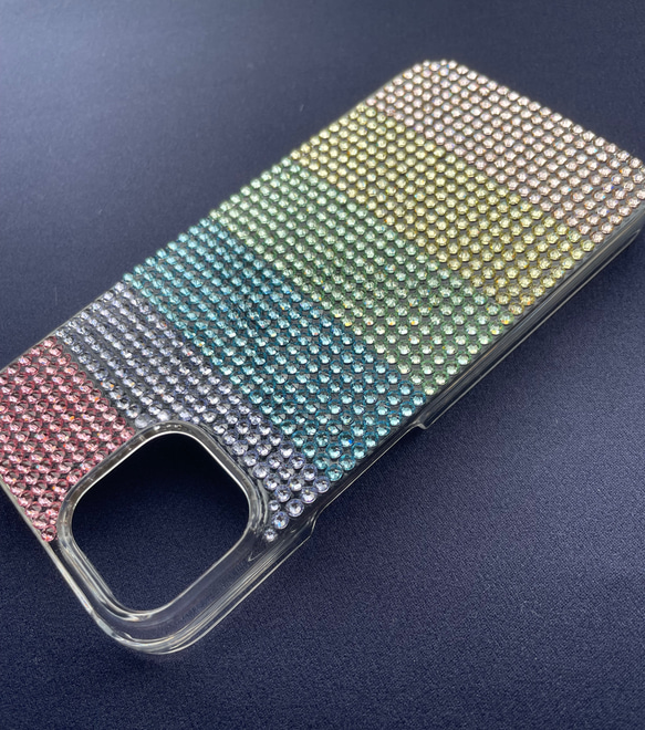 Swarovski iPhoneケース スワロ ビジュー キラキラ レインボー マルチカラー グルーデコ 4枚目の画像