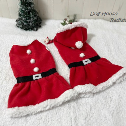 NEW】 選べる サンタワンピース 【フリース生地】 犬服 ドッグウェア