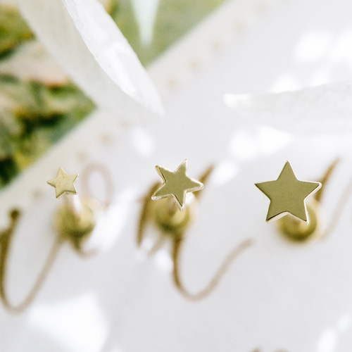 14K金 ゴールド 星 鼻 ダイヤモンド ヘリックス 軟骨 コンク