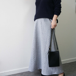 あったかジャガードニットセミフレアスカート ライトグレー