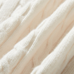 時尚絞花針織 100% 羊毛 白色 231103-1 第10張的照片