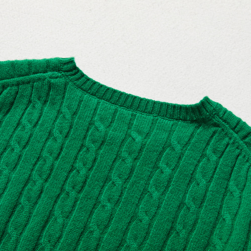 ☆即納☆なんとなくおしゃれ ケーブルニット ウール100％ グリーン