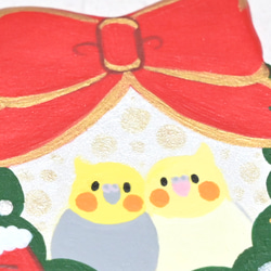 【クリスマス限定】クリスマスリース オカメインコ ブローチ/マグネット 4枚目の画像