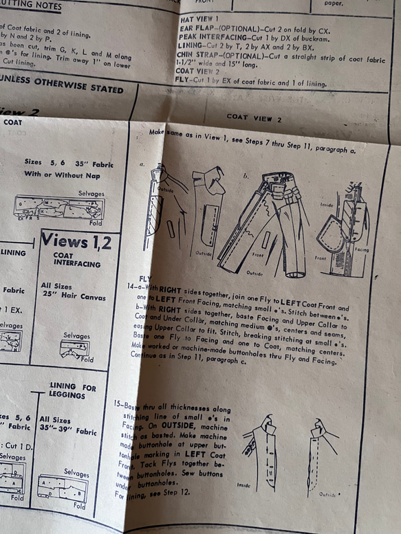 英国で出会った♪ヴィンテージ 1960年代 こども服の型紙 パターン /こども用のコート、吊りズボン、帽子 10枚目の画像