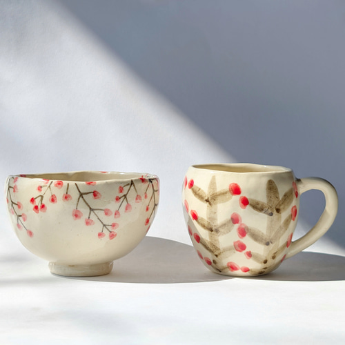 コーヒーカップ ナンテン 手びねり マグカップ しののめラボ 通販
