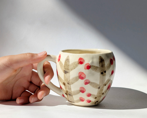 コーヒーカップ ナンテン 手びねり マグカップ しののめラボ 通販
