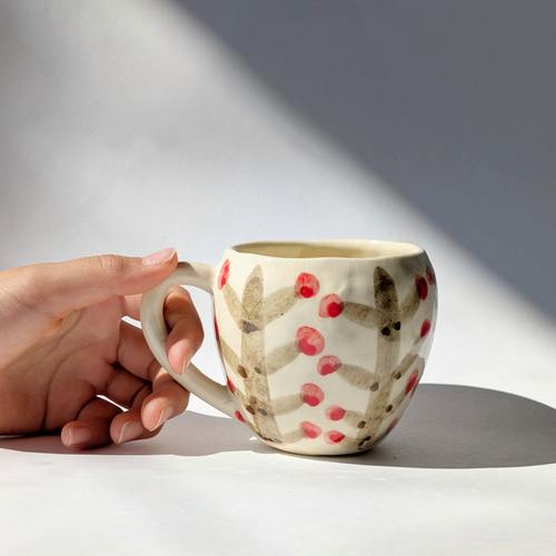 コーヒーカップ ナンテン 手びねり マグカップ しののめラボ 通販