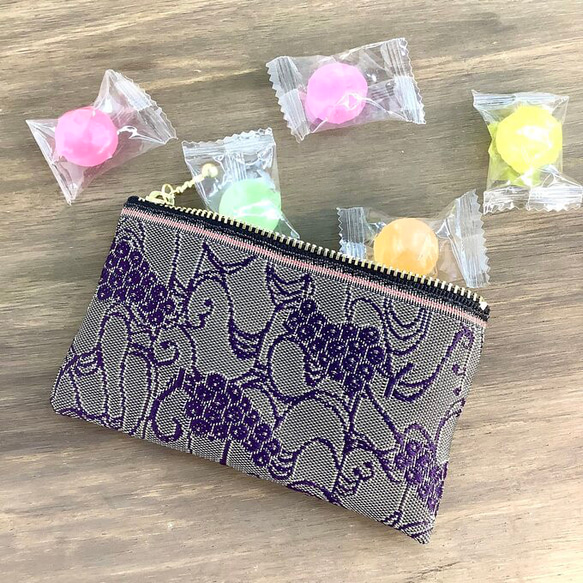 畳縁　硬幣錢包　名片夾　紫葡萄　日式　可爱 第5張的照片