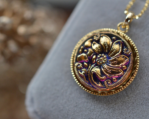 フィアルカ ペンダント】 チェコガラスボタン 65㎝ ネックレス