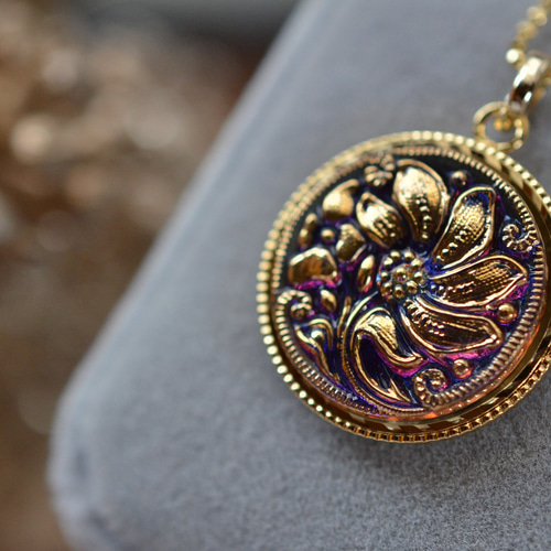 フィアルカ ペンダント】 チェコガラスボタン 65㎝ ネックレス