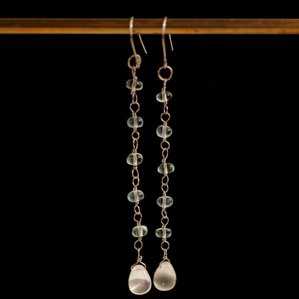 錫蘭月光石與螢石耳環 第4張的照片