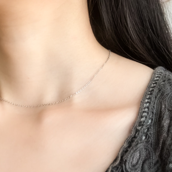 つけっぱなしOK 華奢シルバーチェーンチョーカーネックレス(サージカル
