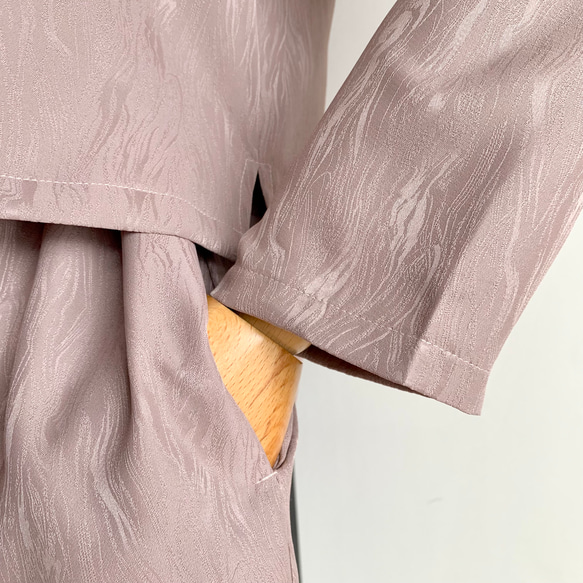 ブラウス　ワイドパンツ　セットアップ【送料無料】ボウタイ付き　着物リメイク　ピンク 9枚目の画像