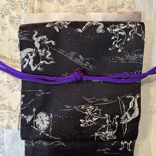 和ラボ帯やオリジナル京袋帯「黒い鳥獣戯画」 和装小物（帯・半襟） 和