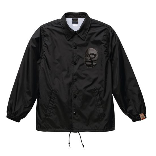 メンズ レディース コーチジャケット刺繍 ルチャリブレ マスクマンジャケット　ブラック