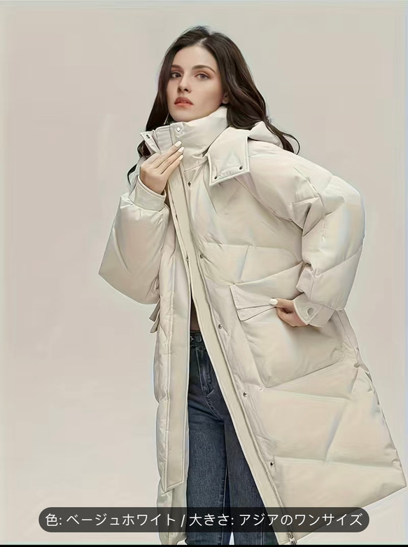 ポケットフロント暖かいフード付きコート、エレガントな長袖ソリッド冬アウター、婦人服 1枚目の画像