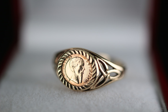 英国 ゴールド ビンテージ ヴィンテージ 指輪 コイン リング 純金率 375 9ct ジュエリー レディース J131 2枚目の画像