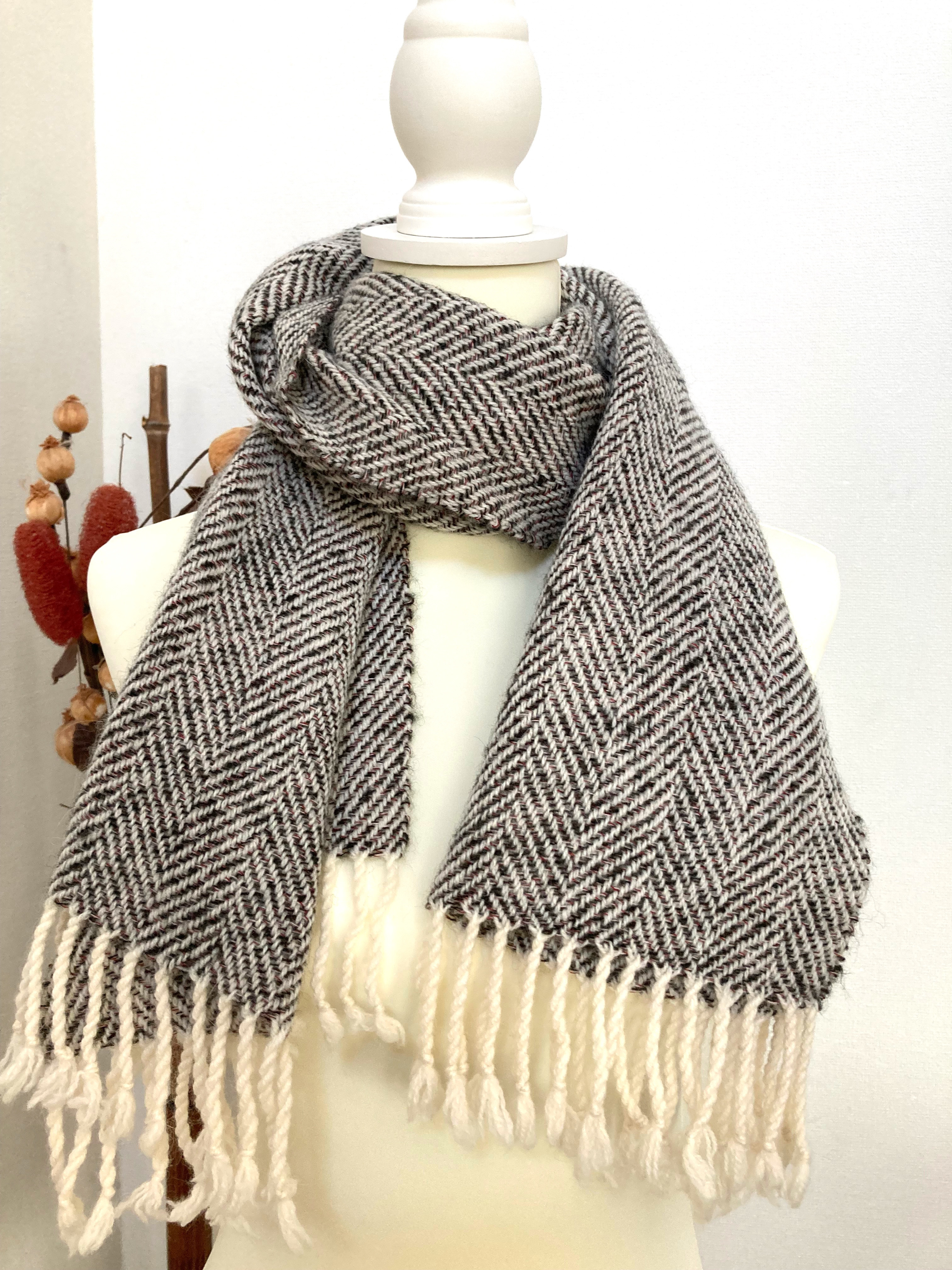 [18]Ｒ＆Ｒウールとモヘアの杉綾のマフラー  魔女の杉綾