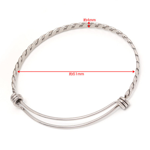 KN124 2個 ステンレス製 差し込み式バングル シルバーカラー 2X（1ヶ