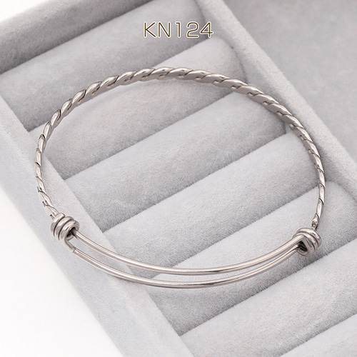 KN124 2個 ステンレス製 差し込み式バングル シルバーカラー 2X（1ヶ