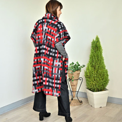 ウール毛織りショールロングカーディガン ：ミニマフラー付き 3枚目の画像