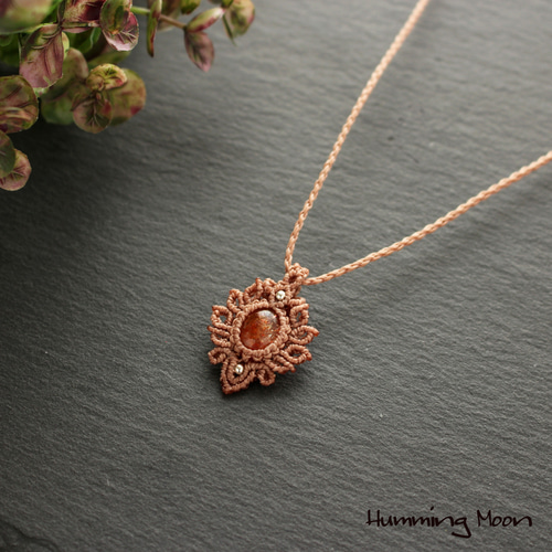 Silver925》サンストーンのマクラメペンダントネックレス ネックレス