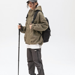 アメリカンナショナルトレンディ機能風ポンチョ山系アウトドアフードジャケット男女２３－１１１４ 1枚目の画像