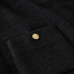 【ふんわり軽いVツイードライクベスト】裏地付き フリンジ 金ボタン　フォーマル　ブラック　再販 9枚目の画像