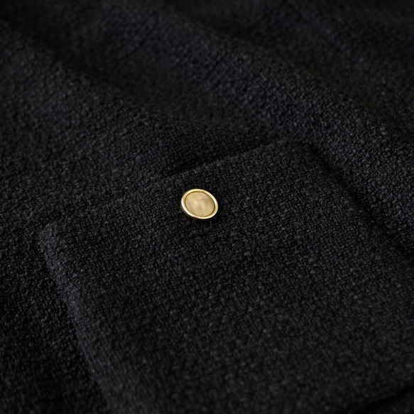 【ふんわり軽いVツイードライクベスト】裏地付き フリンジ 金ボタン　フォーマル　ブラック　再販 9枚目の画像