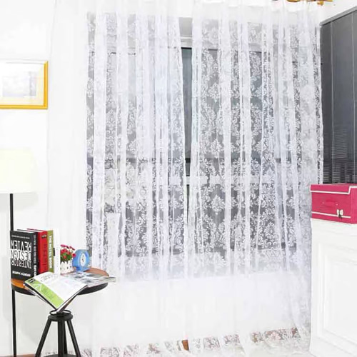 2枚入りセット 外景楽しめるレースカーテン 1窓分 アンティーク