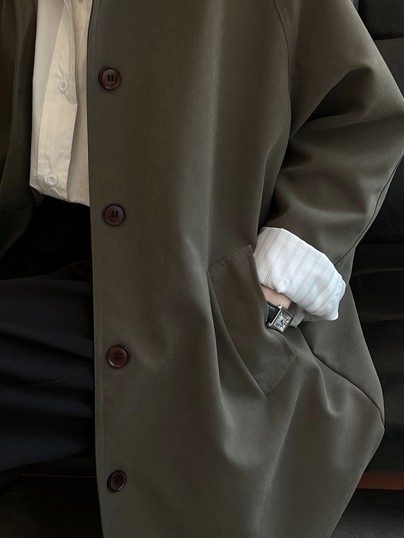 2色チェスタロングコート、ロングコート、通勤コート 10枚目の画像
