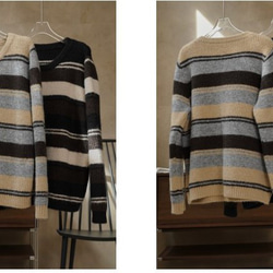 2色ウールセーター、セーター、ニット、可愛いセーター 3枚目の画像
