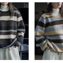 2色ウールセーター、セーター、ニット、可愛いセーター 1枚目の画像