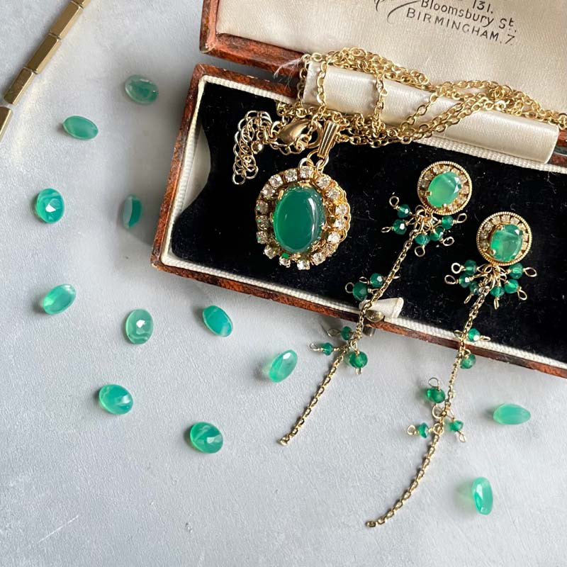 グリーン オニキス ロング チェーン イヤリング ゴールド グリーン オニキス ビジュー 天然石 イヤリング 14KGF