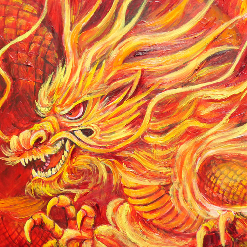 油絵 絵画 【赤い龍】 絵画 HR 通販 16832455｜Creema(クリーマ)