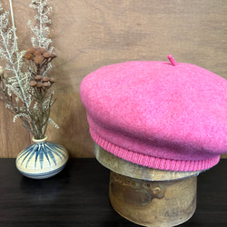 ベレー帽　日本製　バスク　ピンク 1枚目の画像