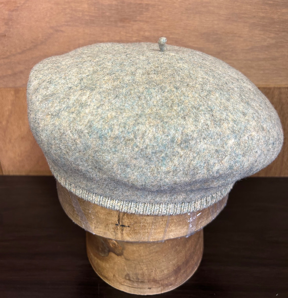 ベレー帽　日本製　バスク　グリーンベージュ 4枚目の画像