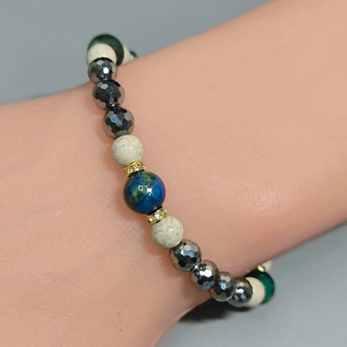 地球のような色の天然石☆アズロマラカイトと、高純度テラヘルツ 北