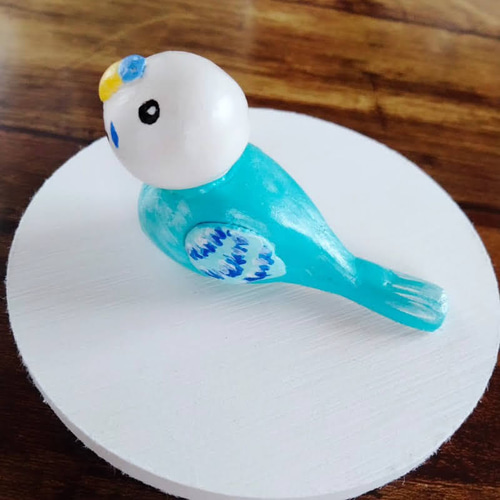 セキセイインコ 置物 石塑粘土 オブジェ その他置物 ふわり工房 セキセイインコ 置物 石塑粘土 オブジェ その他置物 ふわり工房
